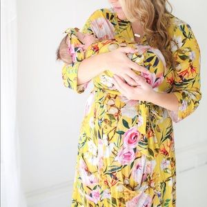 Posh peanut maternity robe, swaddle and hairband